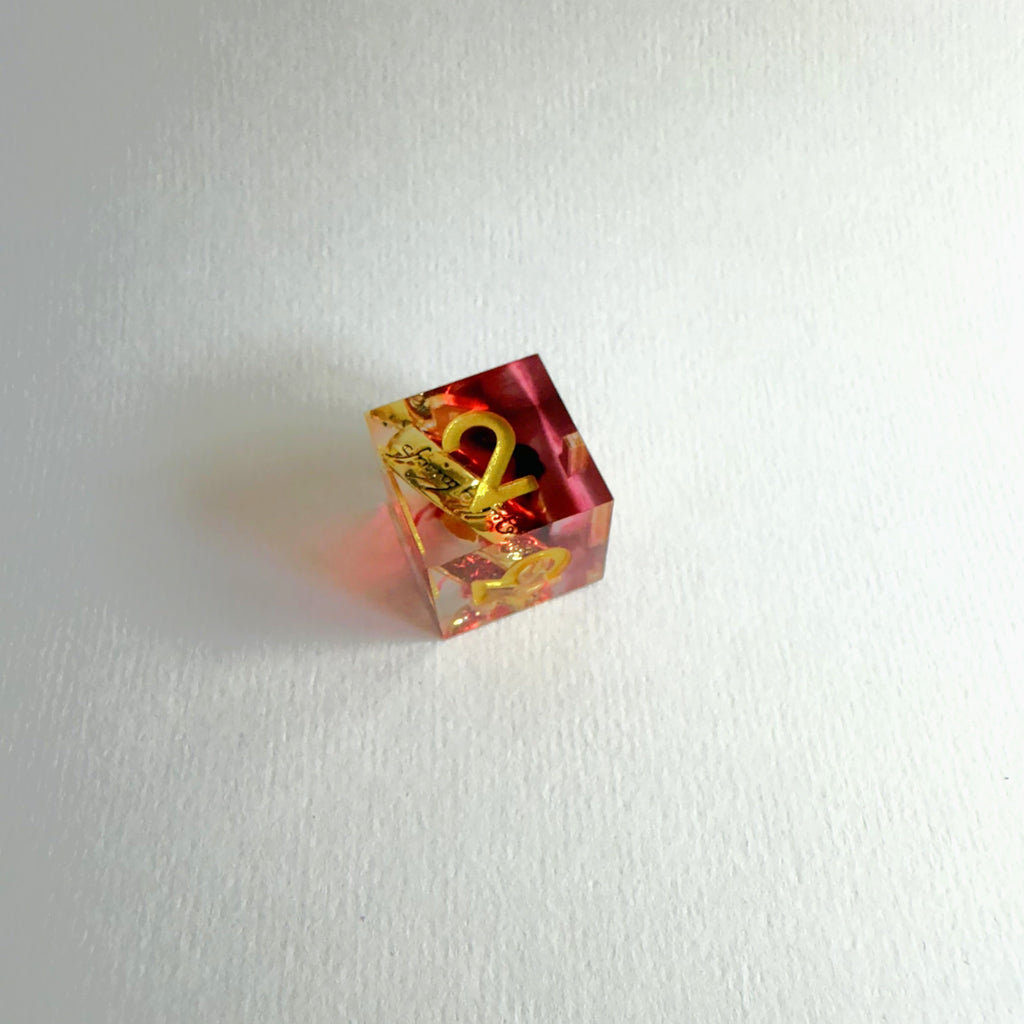 Red One Ring Sharp Edge Resin Dice Set
