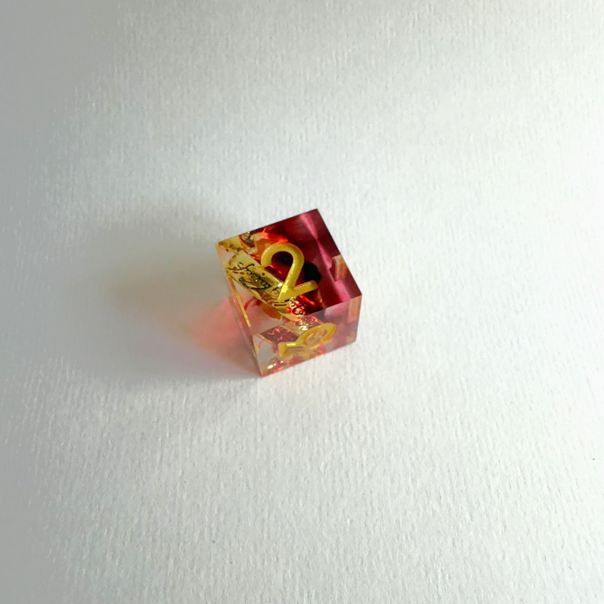 Red One Ring Sharp Edge Resin Dice Set
