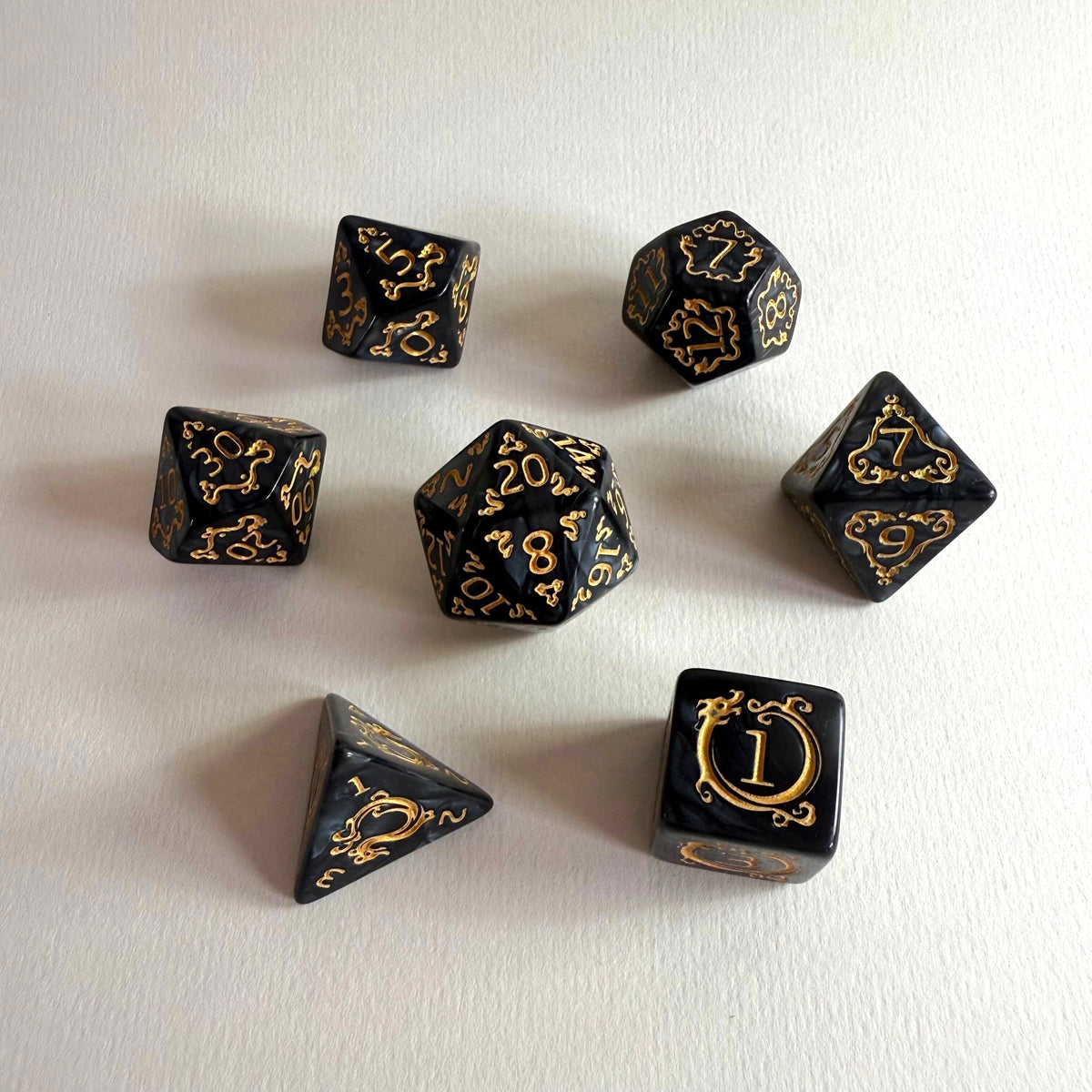 Black Mystic Acrylic Dice Set
