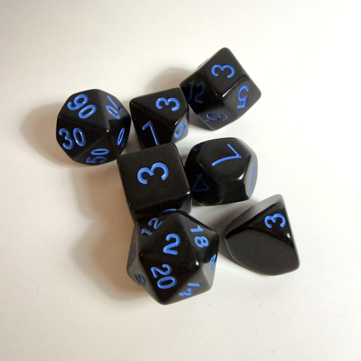 Odd Shaped Black Blue Acrylic Dice Set