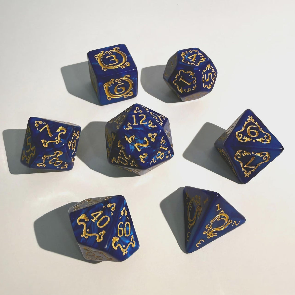 Royal Blue Mystic Acrylic Dice Set