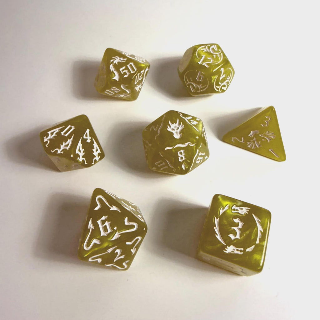 Yellow Dragon Acrylic Dice Set
