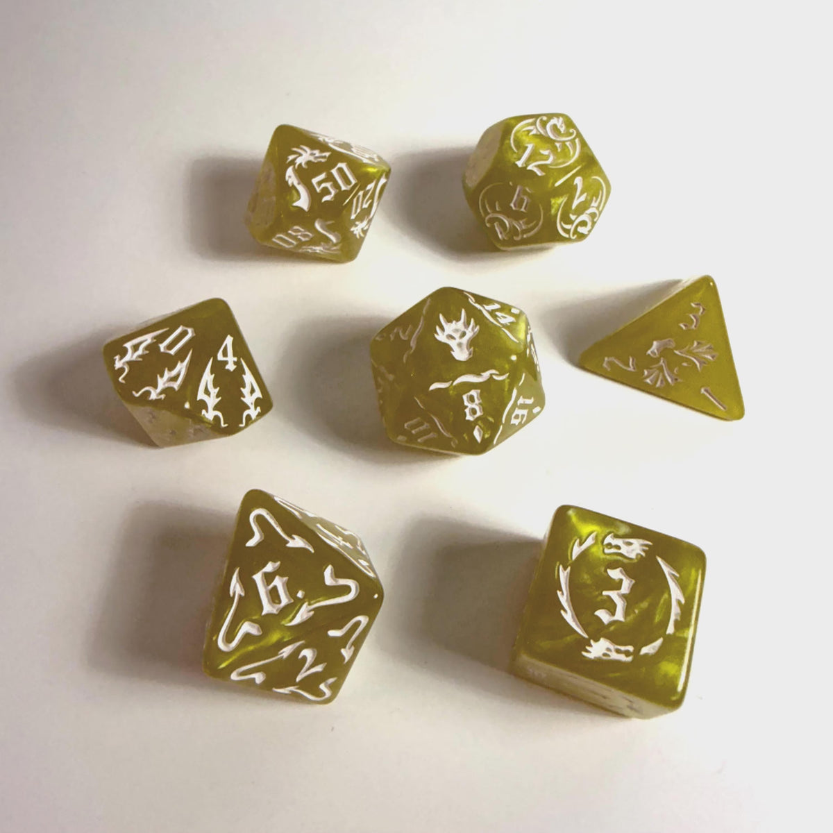 Yellow Dragon Acrylic Dice Set