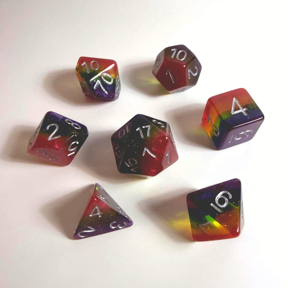 Rainbow Acrylic Dice Set
